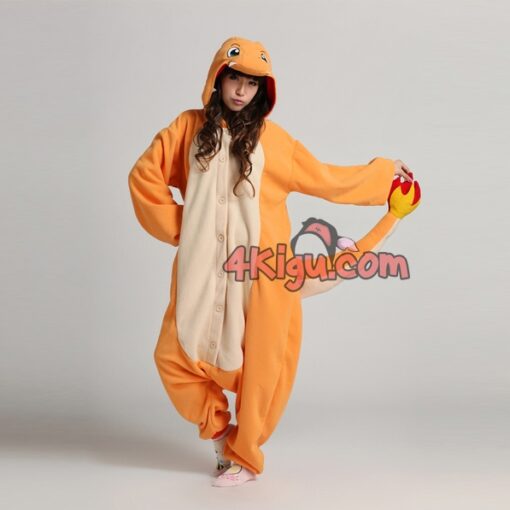 Kigurumi Jumpsuit PokeFun Onesie Anime Ash Cosplay Charmand Fire er