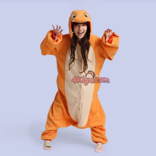 Kigurumi Jumpsuit PokeFun Onesie Anime Ash Cosplay Charmand Fire er