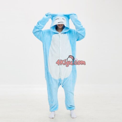 Flannel Sleep Bear Light Blue Kigurumi Jumpsuit - Image 2