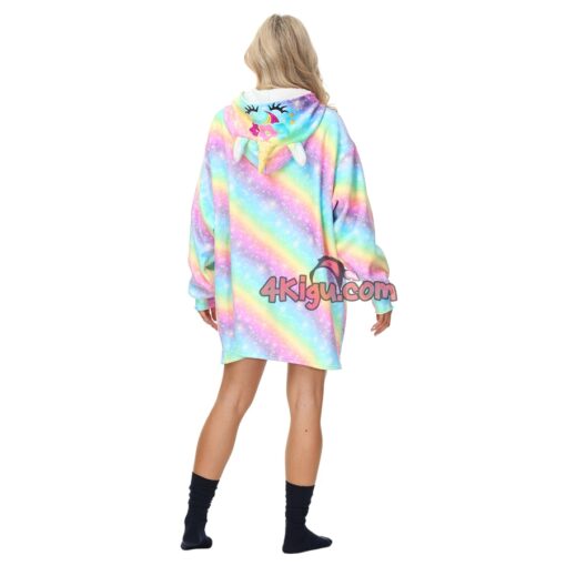 Wearable Blankets Adult Kigurumi Rainbow Unicorn Hoodie - Image 4