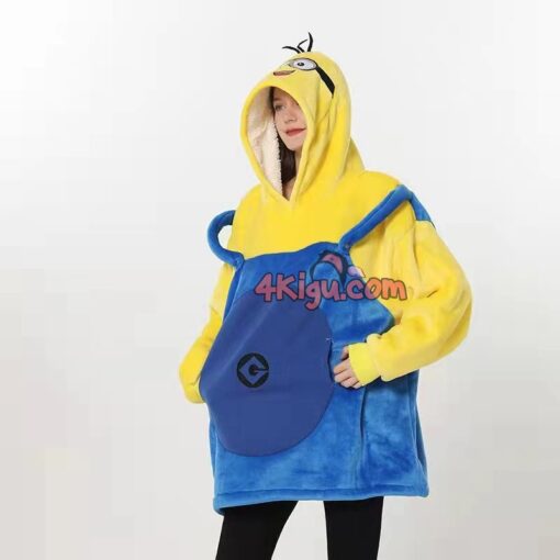 Minions Hoodie Wearable Blankets Adult Kigurumi