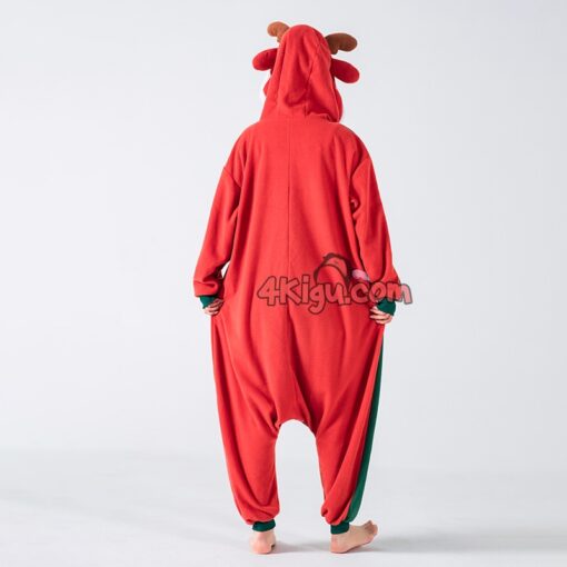 Christmas Red And Green Reindeer Kigurumi Pajamas