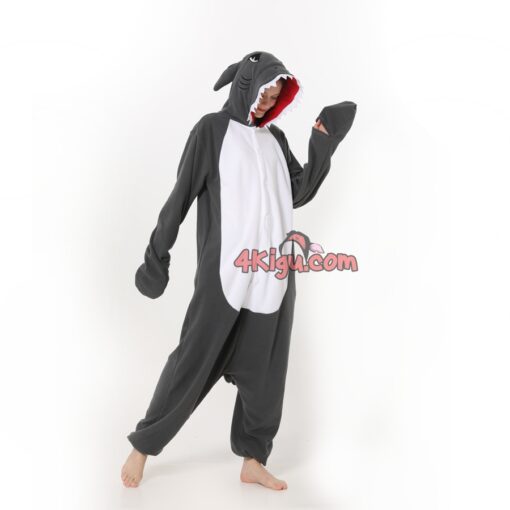 Grey Shark Kigurumi Funny Style Animal Onesies - Image 3