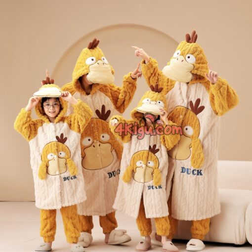 Psychic Duck Coral Velvet Robe Matching Family Pajamas - Image 2