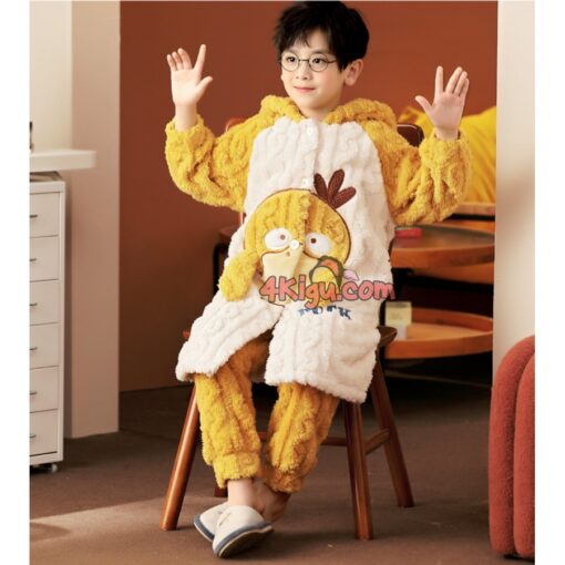 Psychic Duck Coral Velvet Robe Matching Family Pajamas - Image 5