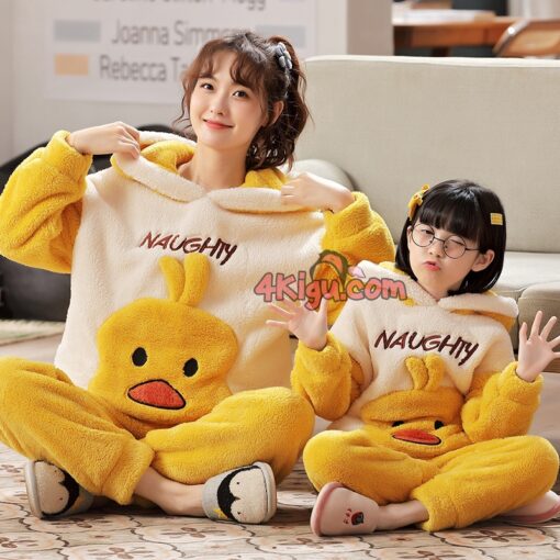 Yellow Bird Coral Velvet Matching Family Pajamas - Image 3