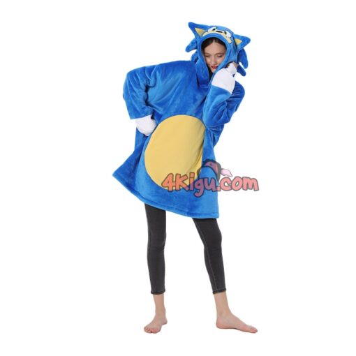 Blue Hedgehog Kigurumi Wearable Blankets Hoodie