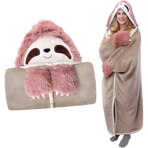 Cartoon Sloth Wearable Hooded Blanket