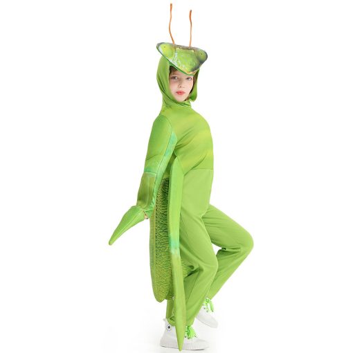 Ferocious Praying Mantis Costume for Kids - Green Jumpsuit and Tunic Insect Outfit - Image 4