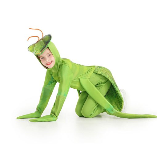 Ferocious Praying Mantis Costume for Kids - Green Jumpsuit and Tunic Insect Outfit - Image 5