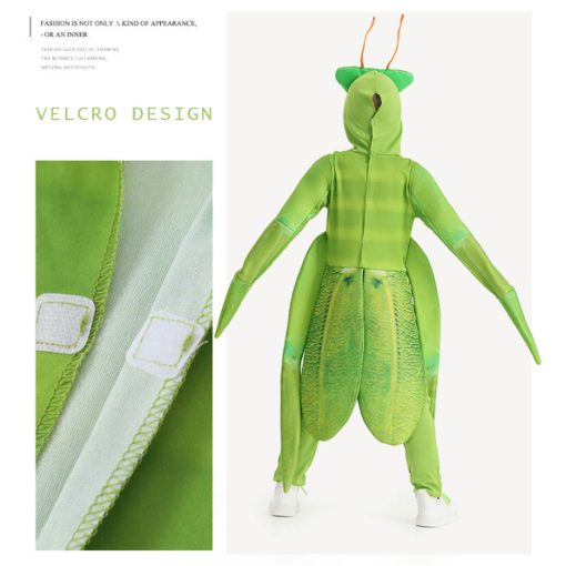 Ferocious Praying Mantis Costume for Kids - Green Jumpsuit and Tunic Insect Outfit - Image 6