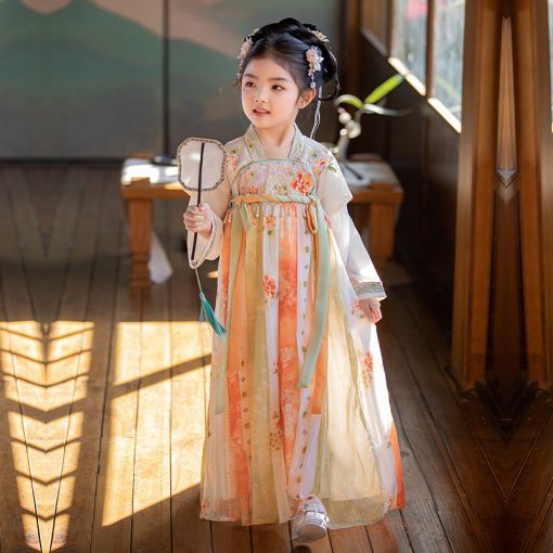 Enchanting Beige Hanfu for Girls - Summer Princess Tang-Style Dress for Toddlers - Perfect for Performances and Special Occasions - Image 3