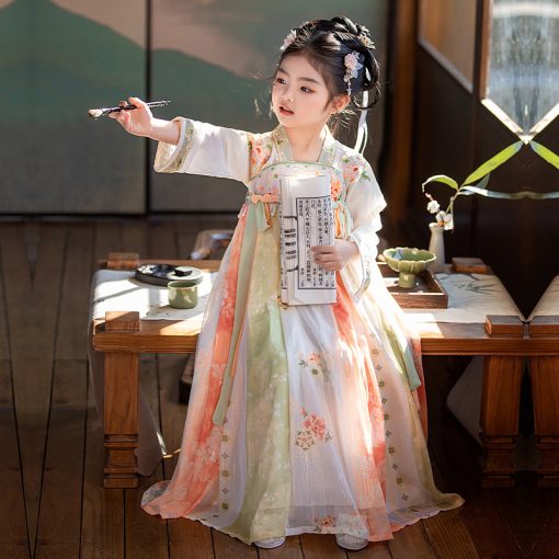 Enchanting Beige Hanfu for Girls - Summer Princess Tang-Style Dress for Toddlers - Perfect for Performances and Special Occasions