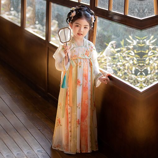 Enchanting Beige Hanfu for Girls - Summer Princess Tang-Style Dress for Toddlers - Perfect for Performances and Special Occasions - Image 4