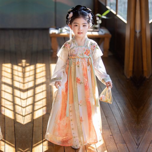 Enchanting Beige Hanfu for Girls - Summer Princess Tang-Style Dress for Toddlers - Perfect for Performances and Special Occasions - Image 5