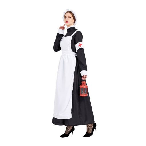 Women's Victorian Era Nurse Costume, 20th Century War Time Uniform for Halloween - Image 3