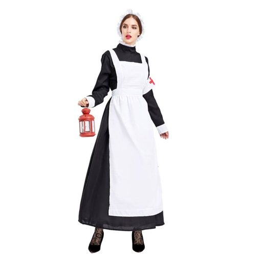 Women's Victorian Era Nurse Costume, 20th Century War Time Uniform for Halloween