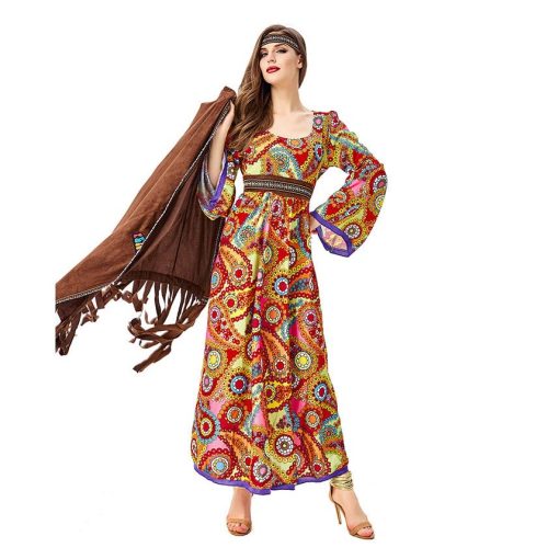 70s Disco Hippie Dress - Retro Goddess Costume for Women's Party & Cosplay - Image 3