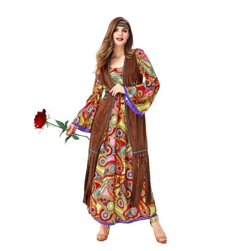 70s Disco Hippie Dress - Retro Goddess Costume for Women's Party & Cosplay - Image 4