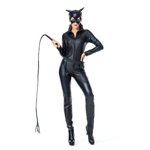 Black Cat Burglar Costume - Women's Sexy Cat Burglar Jumpsuit for Halloween Party & Cosplay - Image 2