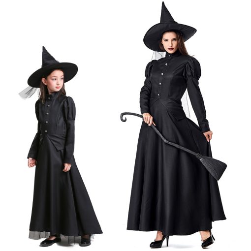 Wicked Witch Mother-Daughter Costume, Black Sorceress Cosplay Outfit for Halloween Stage Performance - Image 2