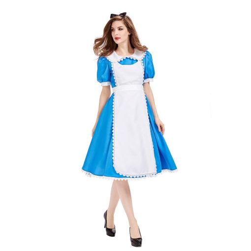 Enchanted Wonderland Tea Party Dress: Blue Alice Costume for Women | Fairytale Stage Performance Gown - Image 2