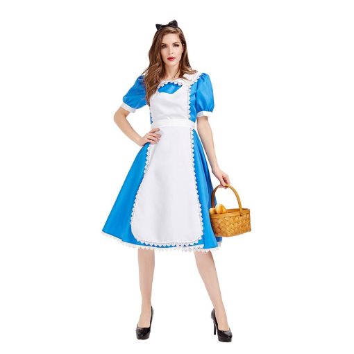 Enchanted Wonderland Tea Party Dress: Blue Alice Costume for Women | Fairytale Stage Performance Gown - Image 3