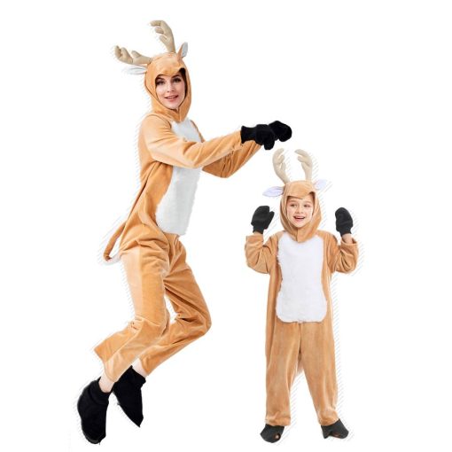 Christmas Reindeer Onesie for Adults & Kids - Soft Plush Family Matching Costume