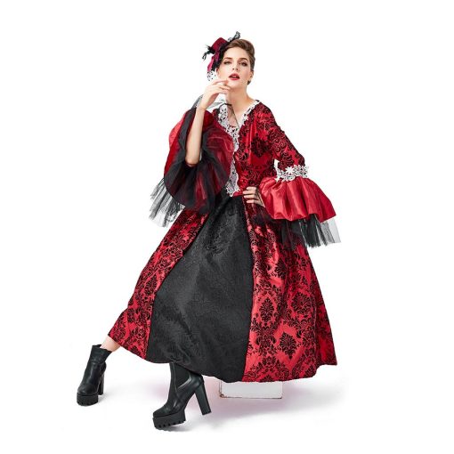 Elegant Gothic Princess Costume: Spanish-Inspired Lace Court Dress for Halloween - Image 4