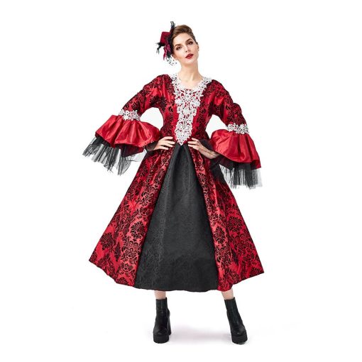 Elegant Gothic Princess Costume: Spanish-Inspired Lace Court Dress for Halloween - Image 3