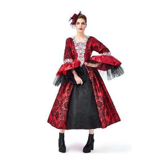 Elegant Gothic Princess Costume: Spanish-Inspired Lace Court Dress for Halloween - Image 5