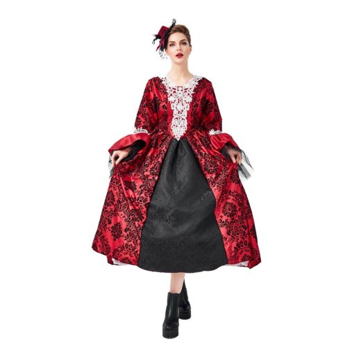 Elegant Gothic Princess Costume: Spanish-Inspired Lace Court Dress for Halloween - Image 2