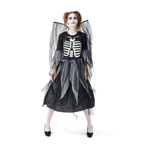 Fallen Angel Costume - Women's Skeleton Print Lace Net Dress for Halloween Party & Cosplay - Image 4