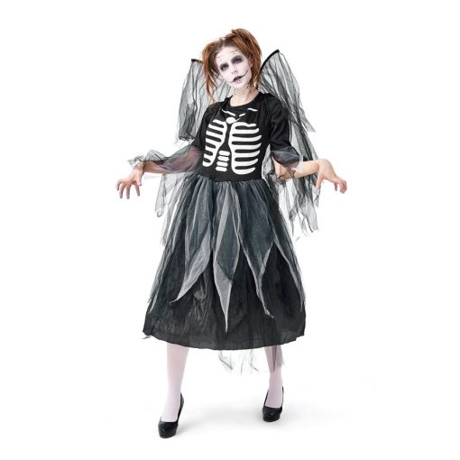 Fallen Angel Costume - Women's Skeleton Print Lace Net Dress for Halloween Party & Cosplay - Image 2