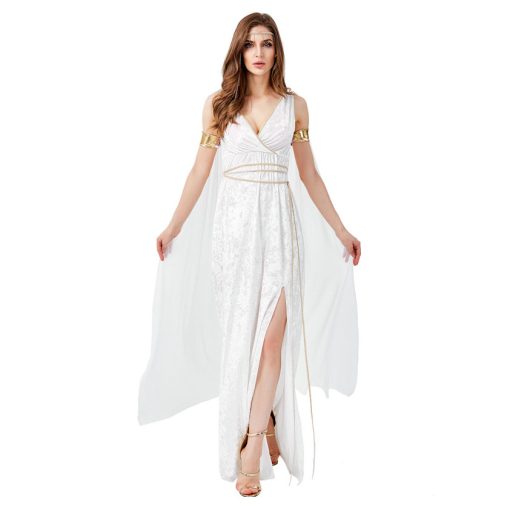 Goddess Athena White flowy Maxi Dress - Mythical Greek Goddess Costume for Women - Image 3