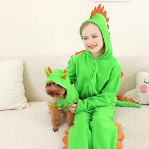 Green Dinosaur Family Matching Onesies - Human and Pet Costume Set for Dog, Kids, and Adults - Image 2