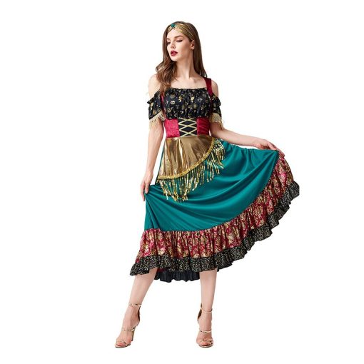 Starlight Gypsy: Women's Flamenco Dance Halloween Costume with Fortune Teller Theme - Image 2