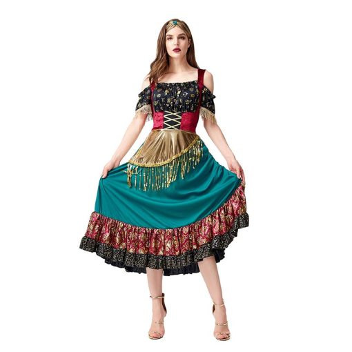 Starlight Gypsy: Women's Flamenco Dance Halloween Costume with Fortune Teller Theme - Image 3