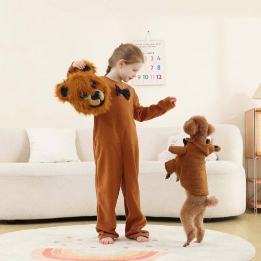 Halloween Family Matching Animal Onesies - Mr. Smiling Bear Plush Jumpsuit Costume for Kids, Adults, and Pets - Image 2