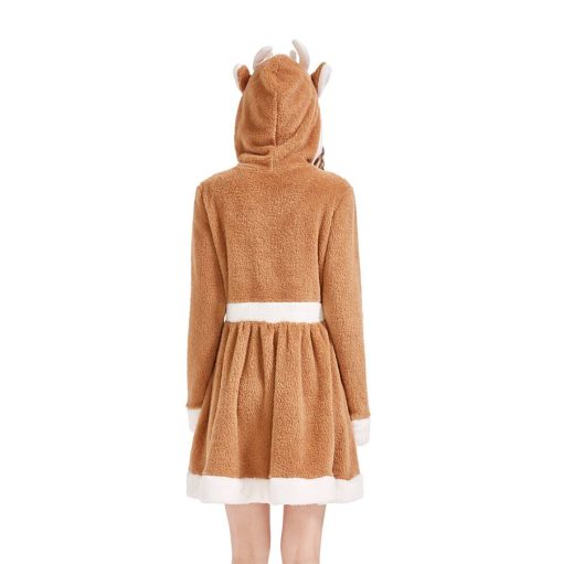 Cute Reindeer Cosplay Christmas Costume - Khaki Deer Animal Dress - Loose Fit Pajama for Women - Image 3