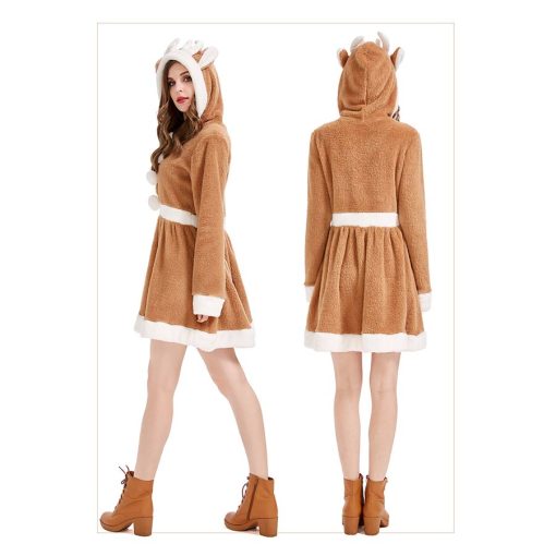 Cute Reindeer Cosplay Christmas Costume - Khaki Deer Animal Dress - Loose Fit Pajama for Women - Image 6