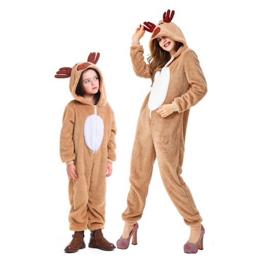 Cozy Christmas Family Fun: Matching Reindeer Onesie Costume for Adults and Kids