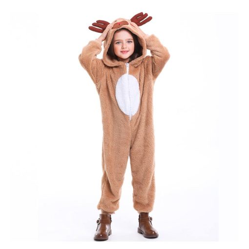 Cozy Christmas Family Fun: Matching Reindeer Onesie Costume for Adults and Kids - Image 4