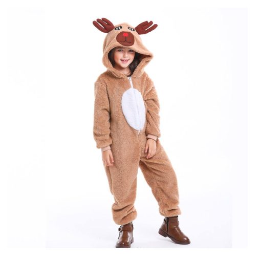 Cozy Christmas Family Fun: Matching Reindeer Onesie Costume for Adults and Kids - Image 3