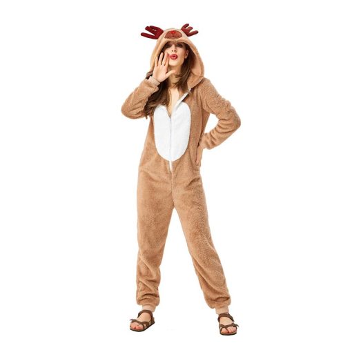 Cozy Christmas Family Fun: Matching Reindeer Onesie Costume for Adults and Kids - Image 2