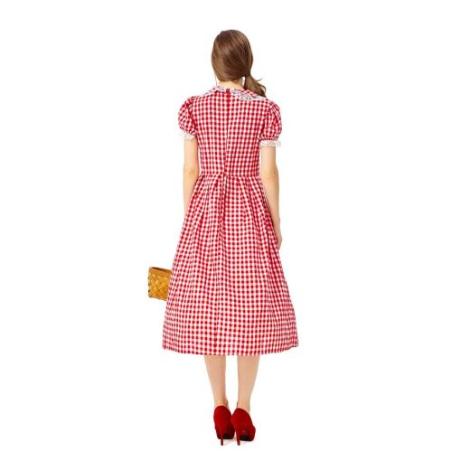 French Farmhouse Chic: Red and White Checkered Lace Oktoberfest Maid Costume Dress - Halloween Costume - Image 5