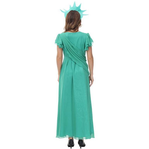 Women's Green Sparkle Goddess Costume, American Icon Statue Party Long Dress for Halloween - Image 5