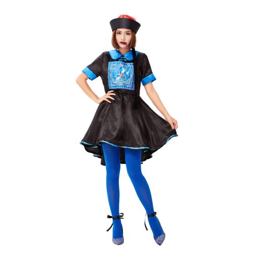 Women's Chinese Qing Dynasty Zombie Cosplay Costume, Gothic Victorian Steampunk Lady Halloween Party Dress - Image 2