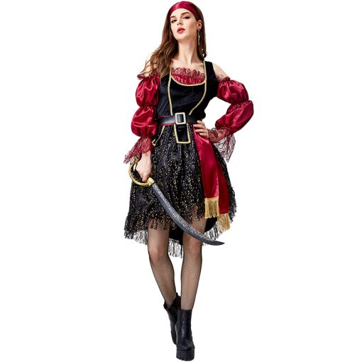 Plunder the Night: Medieval Pirate Queen Halloween Costume - Image 3