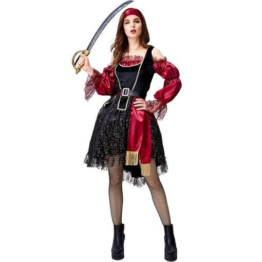 Plunder the Night: Medieval Pirate Queen Halloween Costume - Image 2